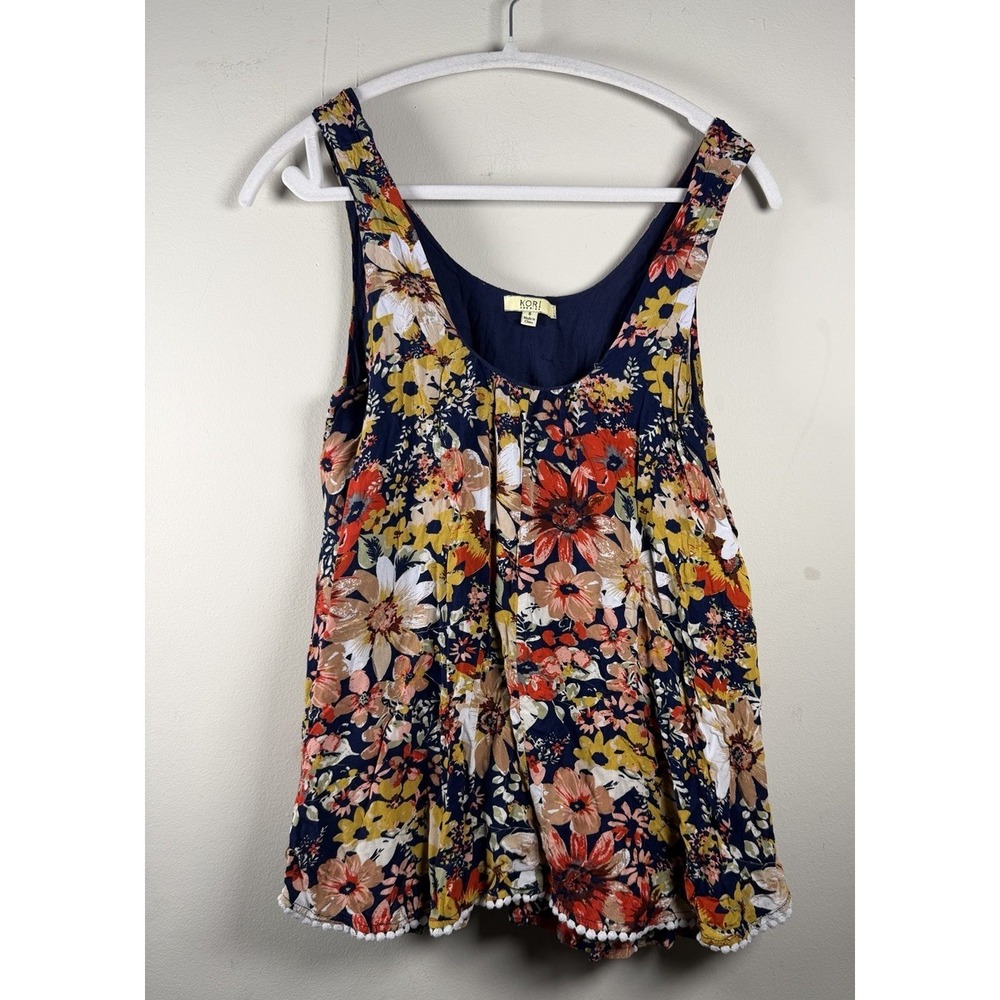 Floral Woman's Tank Top Floral Small Pleated From Oversized‎ Boho Lined Resort